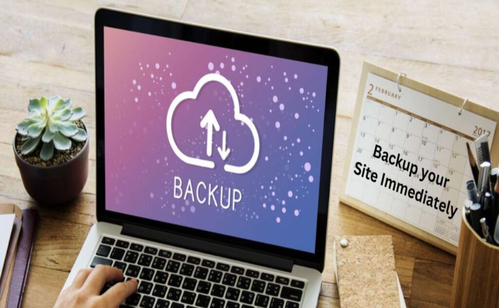 A laptop showing backup of data